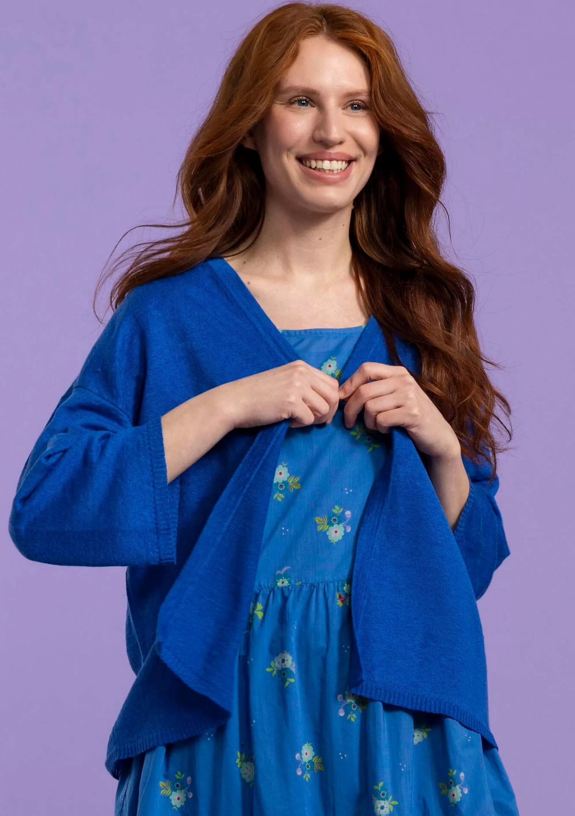 Strickjacken | Leinenkleidung^Gudrun Sjödén Strickjacke Aus Leinen saphirblau