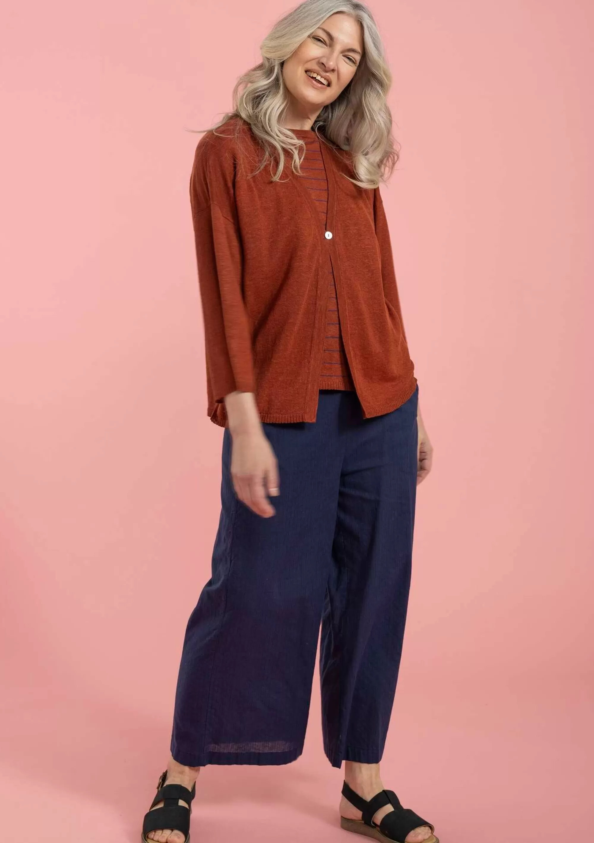 Strickjacken | Leinenkleidung^Gudrun Sjödén Strickjacke Aus Leinen rost