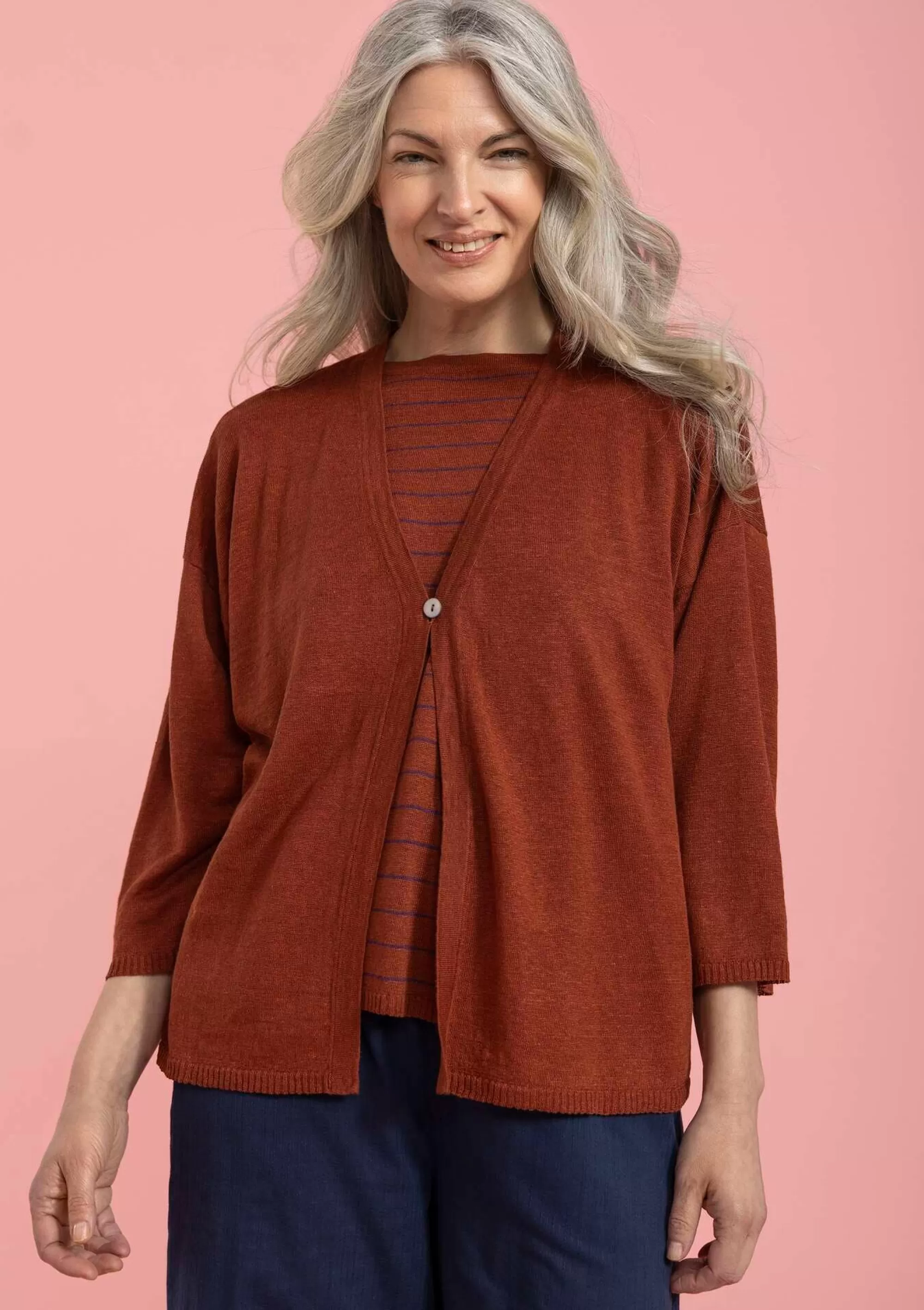 Strickjacken | Leinenkleidung^Gudrun Sjödén Strickjacke Aus Leinen rost