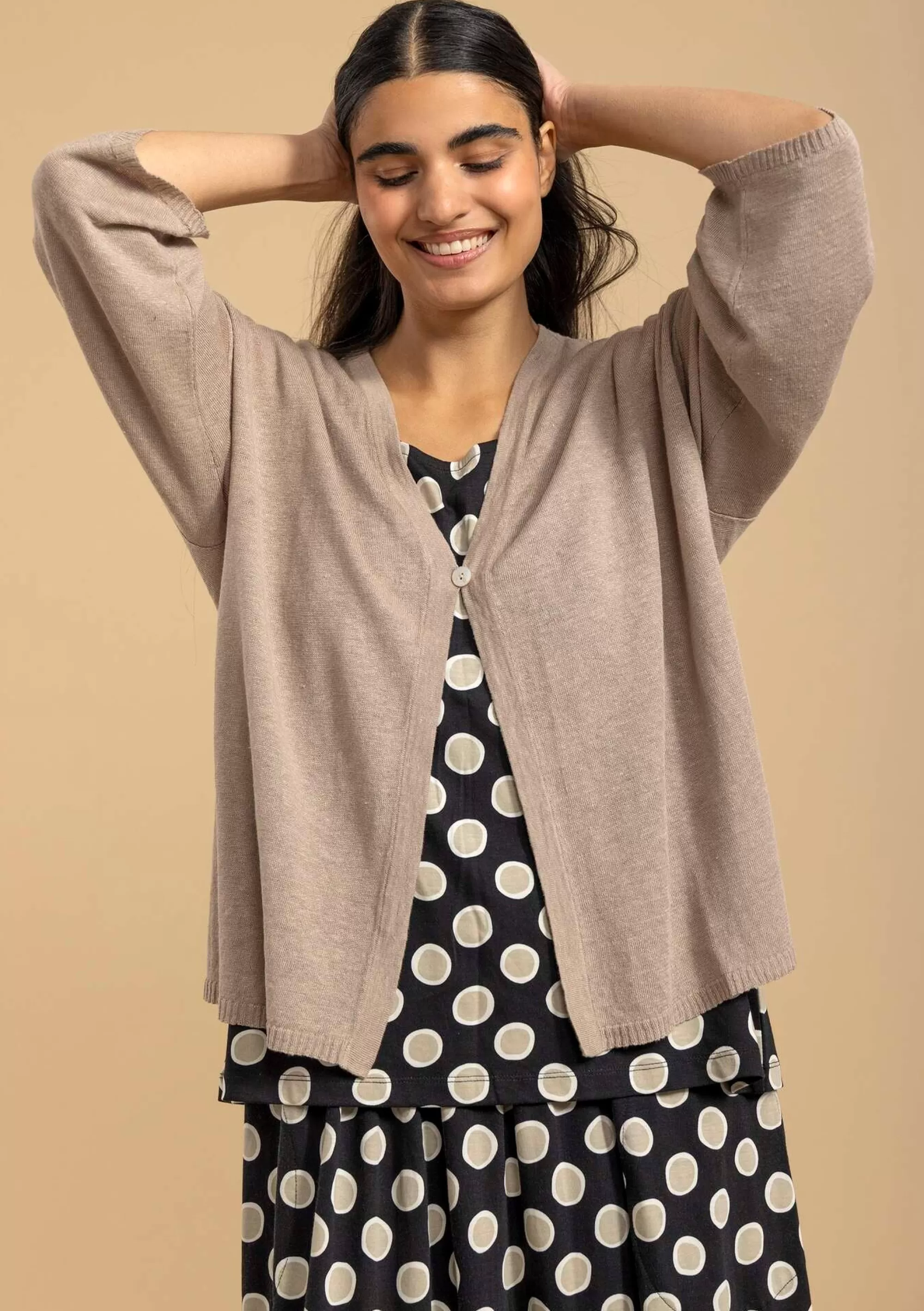 Strickjacken | Leinenkleidung^Gudrun Sjödén Strickjacke Aus Leinen dunkelnatur