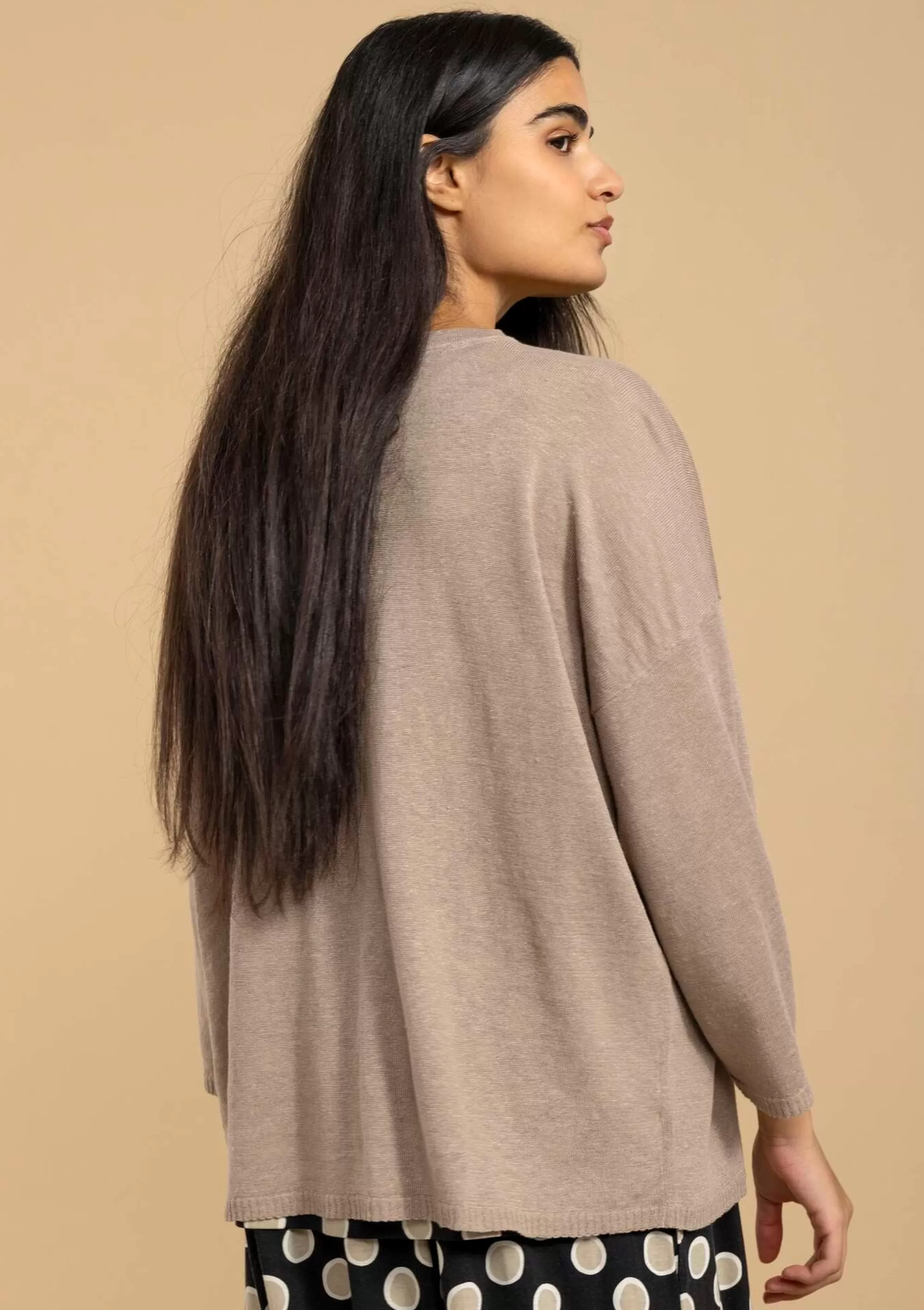 Strickjacken | Leinenkleidung^Gudrun Sjödén Strickjacke Aus Leinen dunkelnatur
