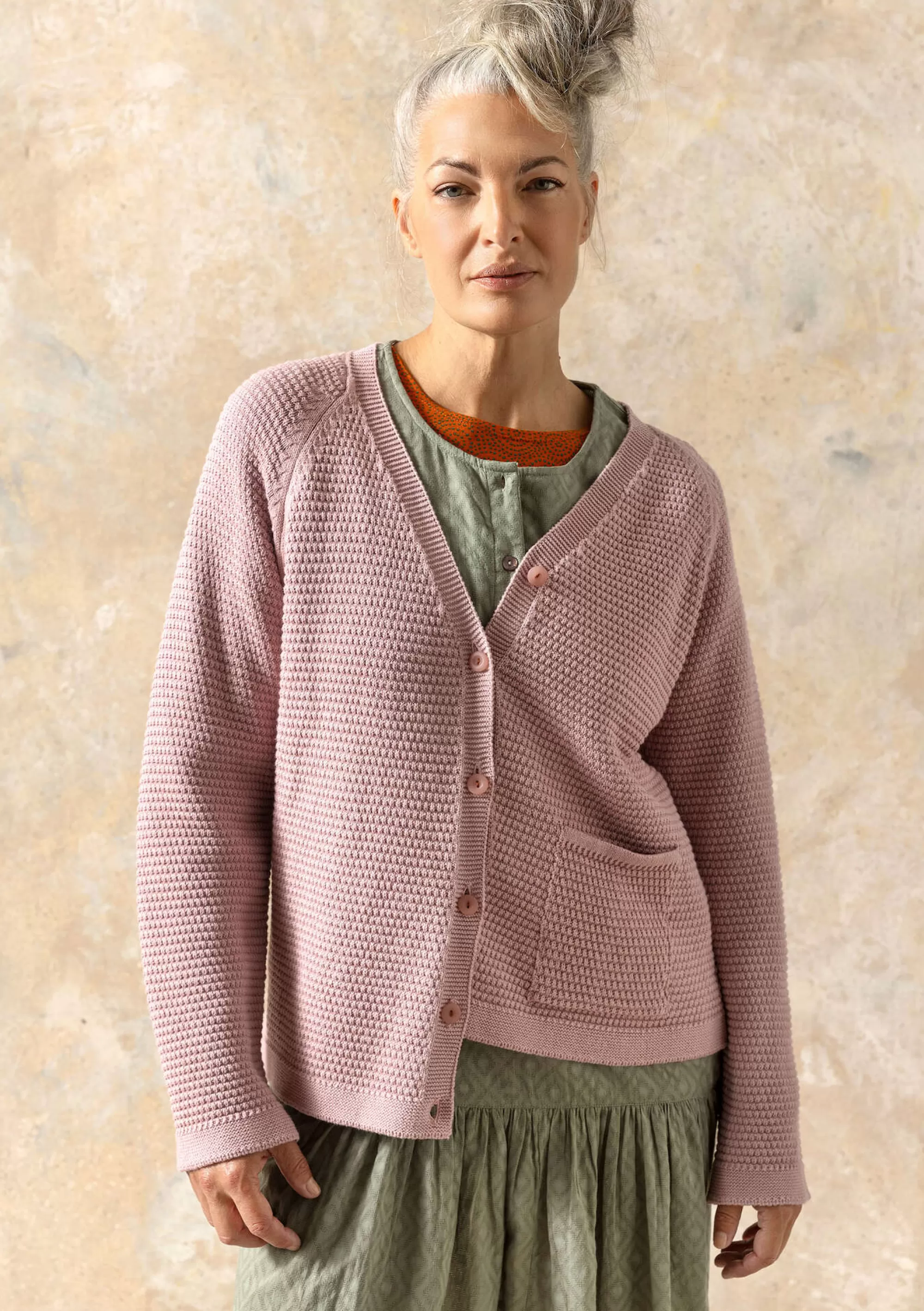 Strickjacken | Skandinavische Mode^Gudrun Sjödén Strickjacke Aus Recycling-Baumwolle rosa sand
