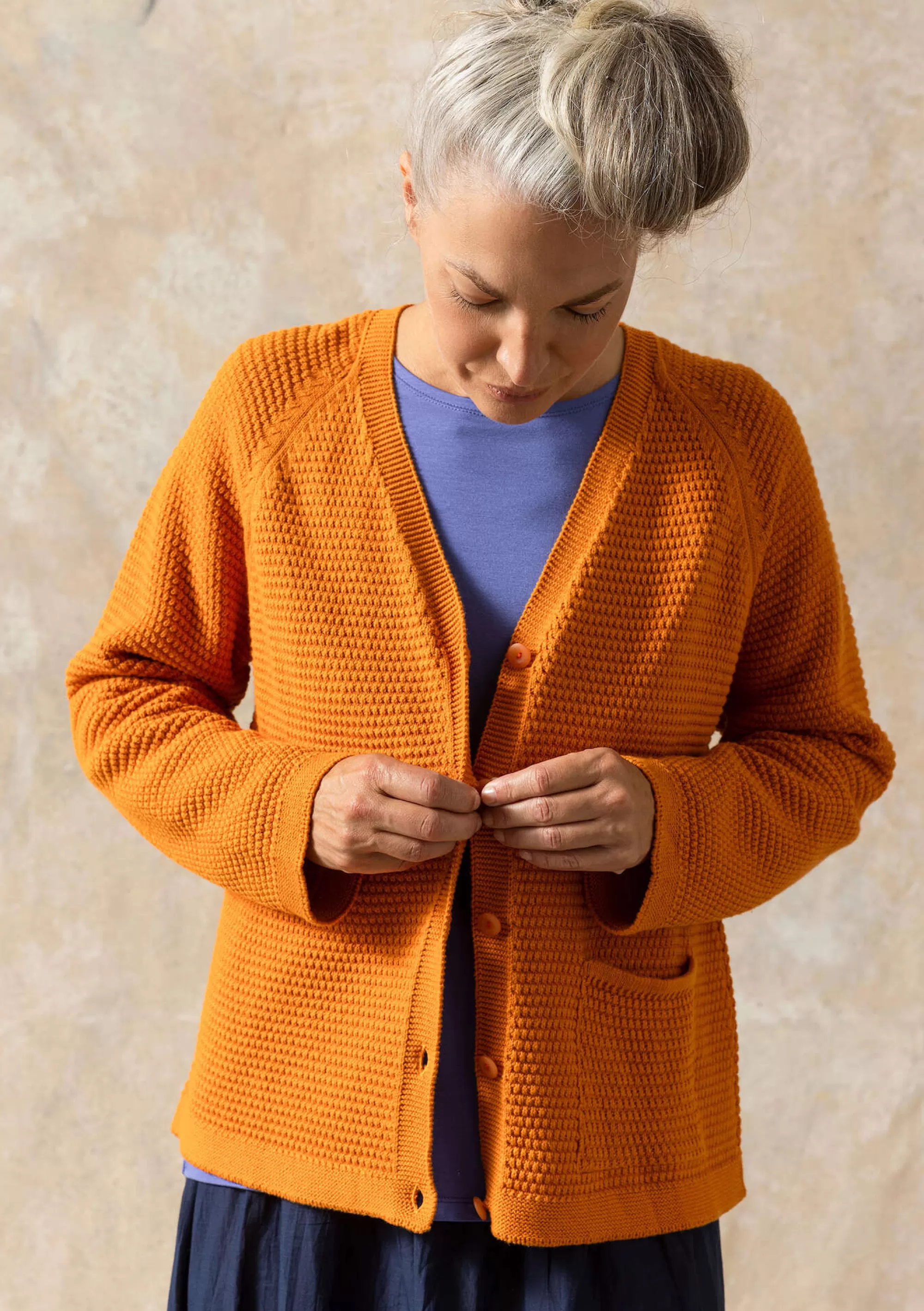Skandinavische Mode | Strickjacken^Gudrun Sjödén Strickjacke Aus Recycling-Baumwolle masala