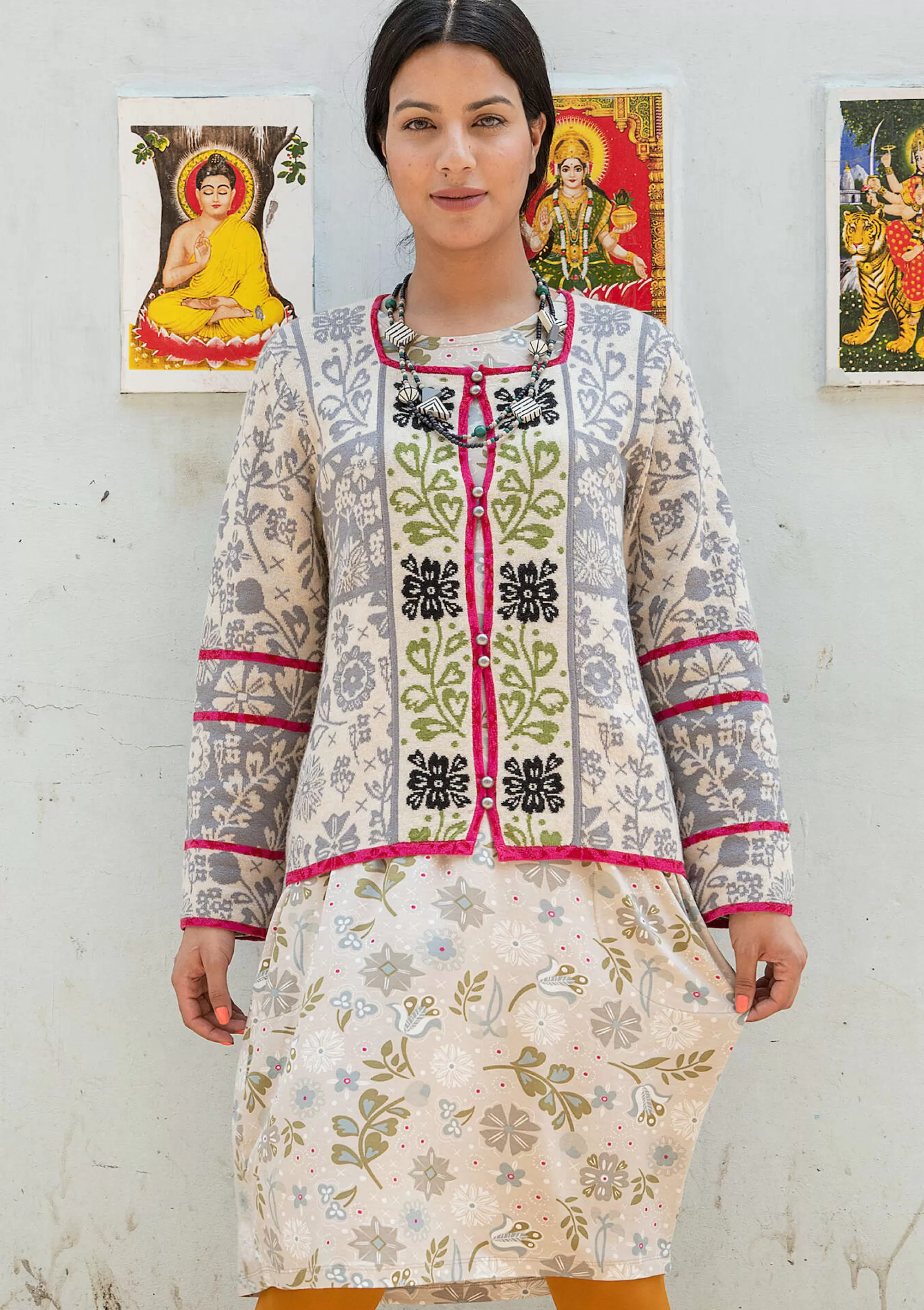 Strickjacken | Lagenlook^Gudrun Sjödén Strickjacke Jurta Aus Wolle/Lyocell hellsand