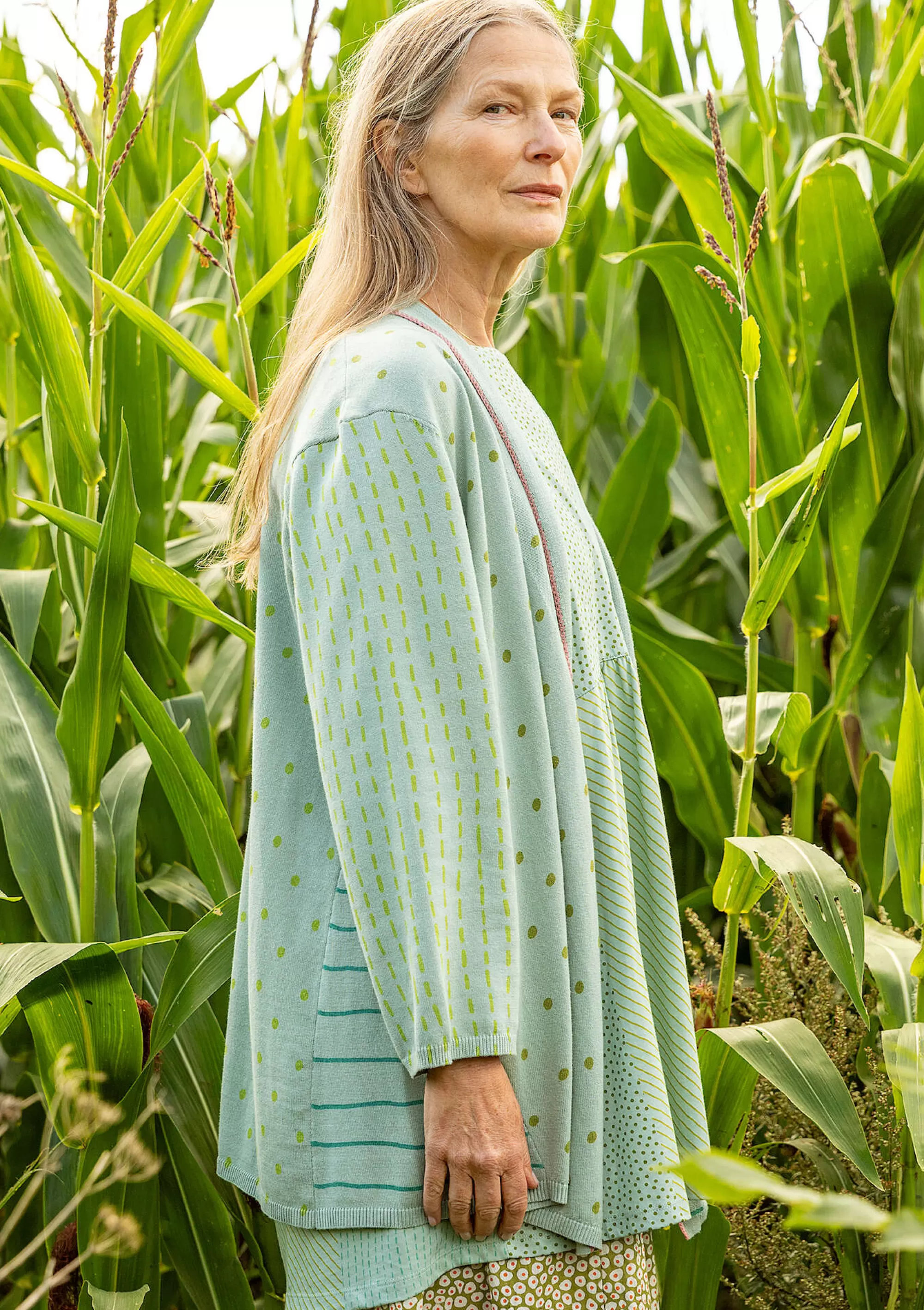 Strickjacken^Gudrun Sjödén Strickjacke Sigfride Aus Bio-/Recycling-Baumwolle frostgrün
