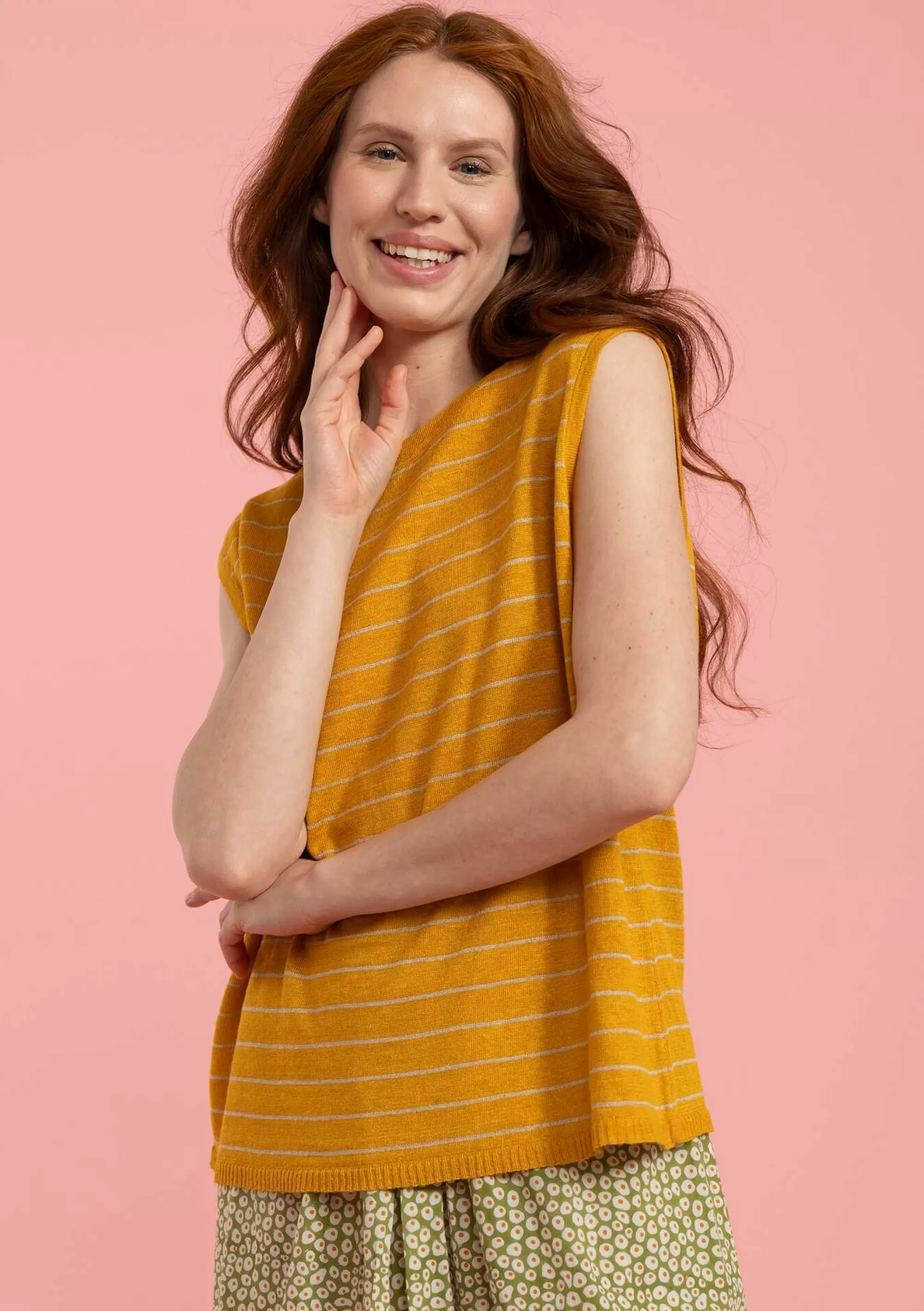Pullover & Shirts | Leinenkleidung^Gudrun Sjödén Stricktop Aus Leinen goldocker