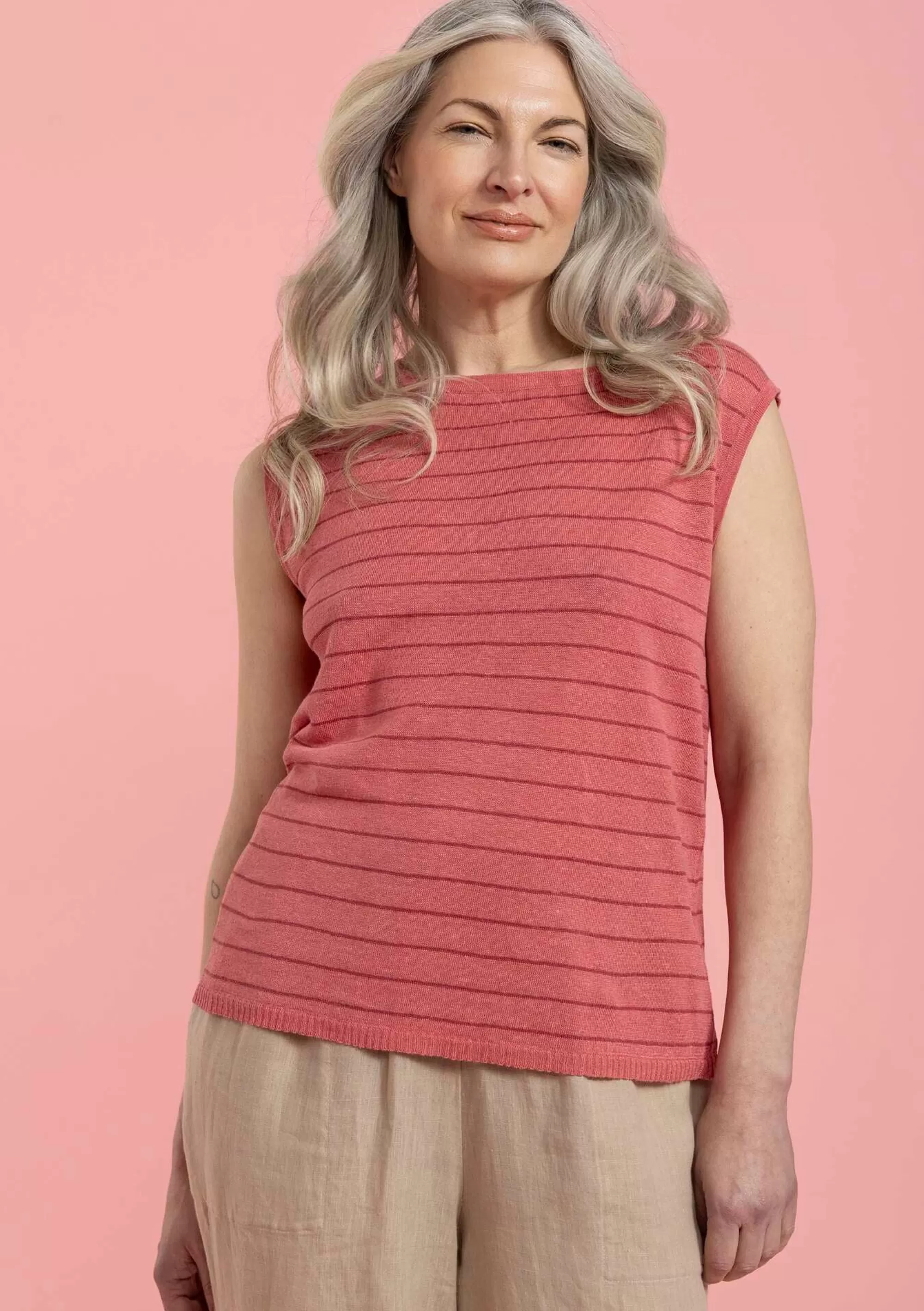 Pullover & Shirts | Leinenkleidung^Gudrun Sjödén Stricktop Aus Leinen flamingo