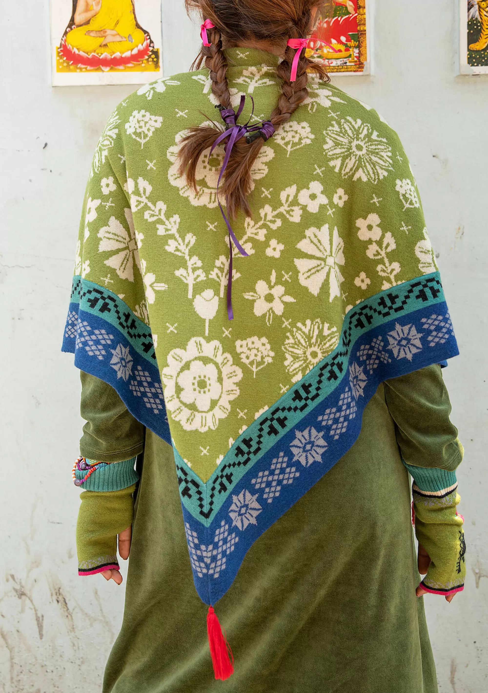 Accessoires | Schals und Tücher^Gudrun Sjödén Stricktuch Folklore Aus Wolle/Lyocell avocado