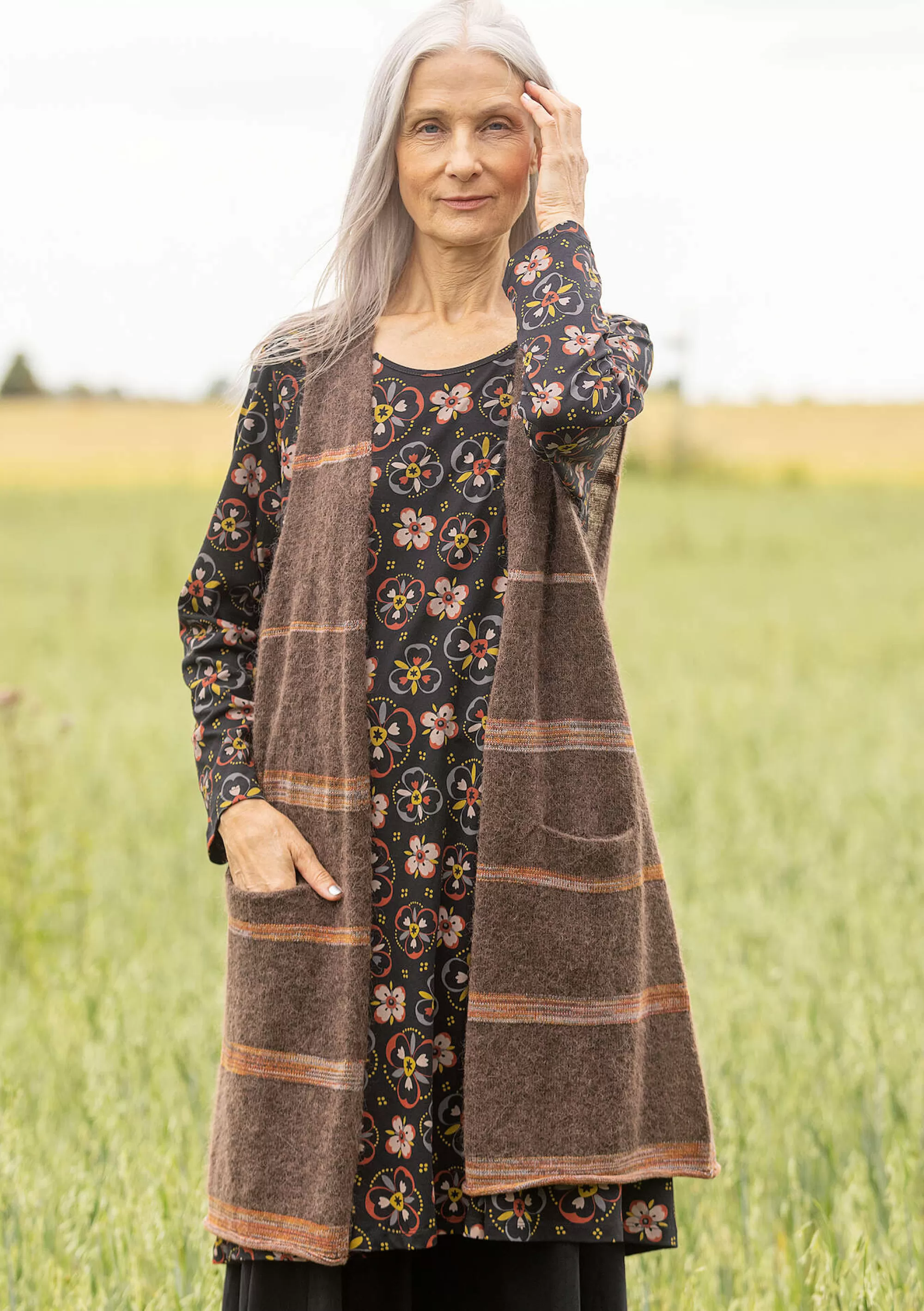Westen | Öko-Baumwolle^Gudrun Sjödén Strickweste Sandy Aus Alpakagemisch Und Bio-/Recycling-Baumwolle dunkelschokolade