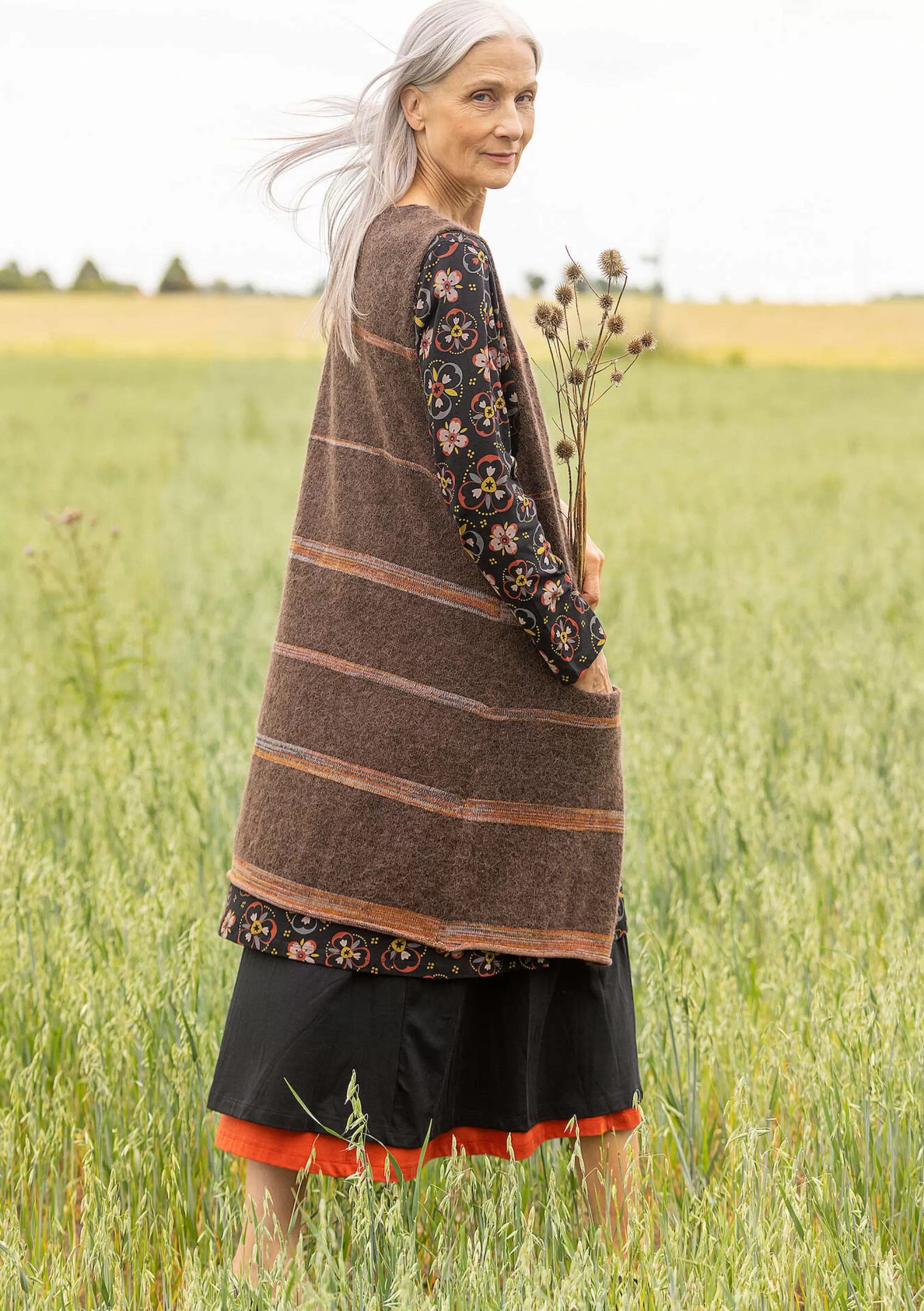 Westen | Öko-Baumwolle^Gudrun Sjödén Strickweste Sandy Aus Alpakagemisch Und Bio-/Recycling-Baumwolle dunkelschokolade
