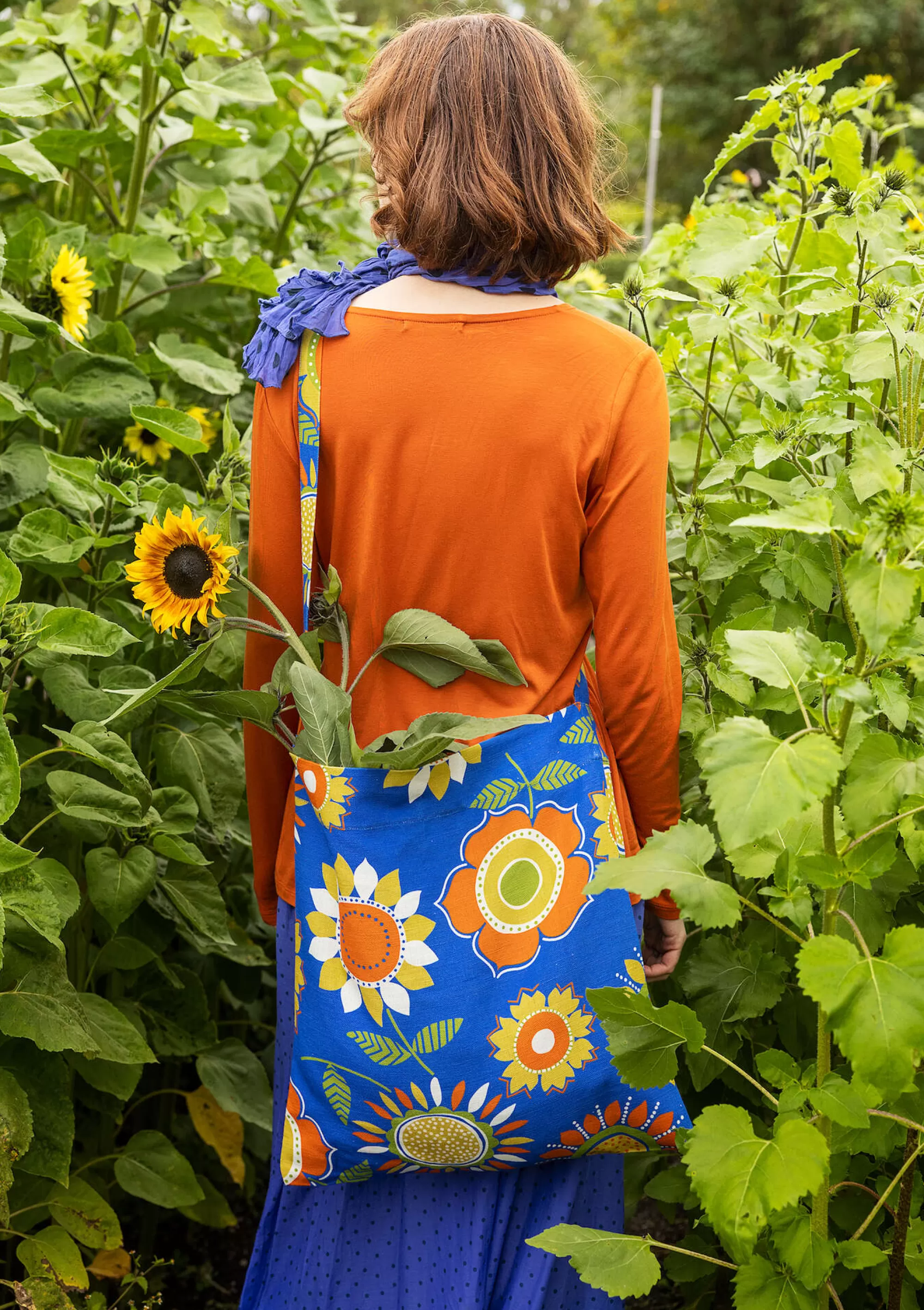 Taschen | Sonnenblumen für UNHCR^Gudrun Sjödén Tasche Sunflower Aus Öko-Baumwolle/Leinen kornblumenblau