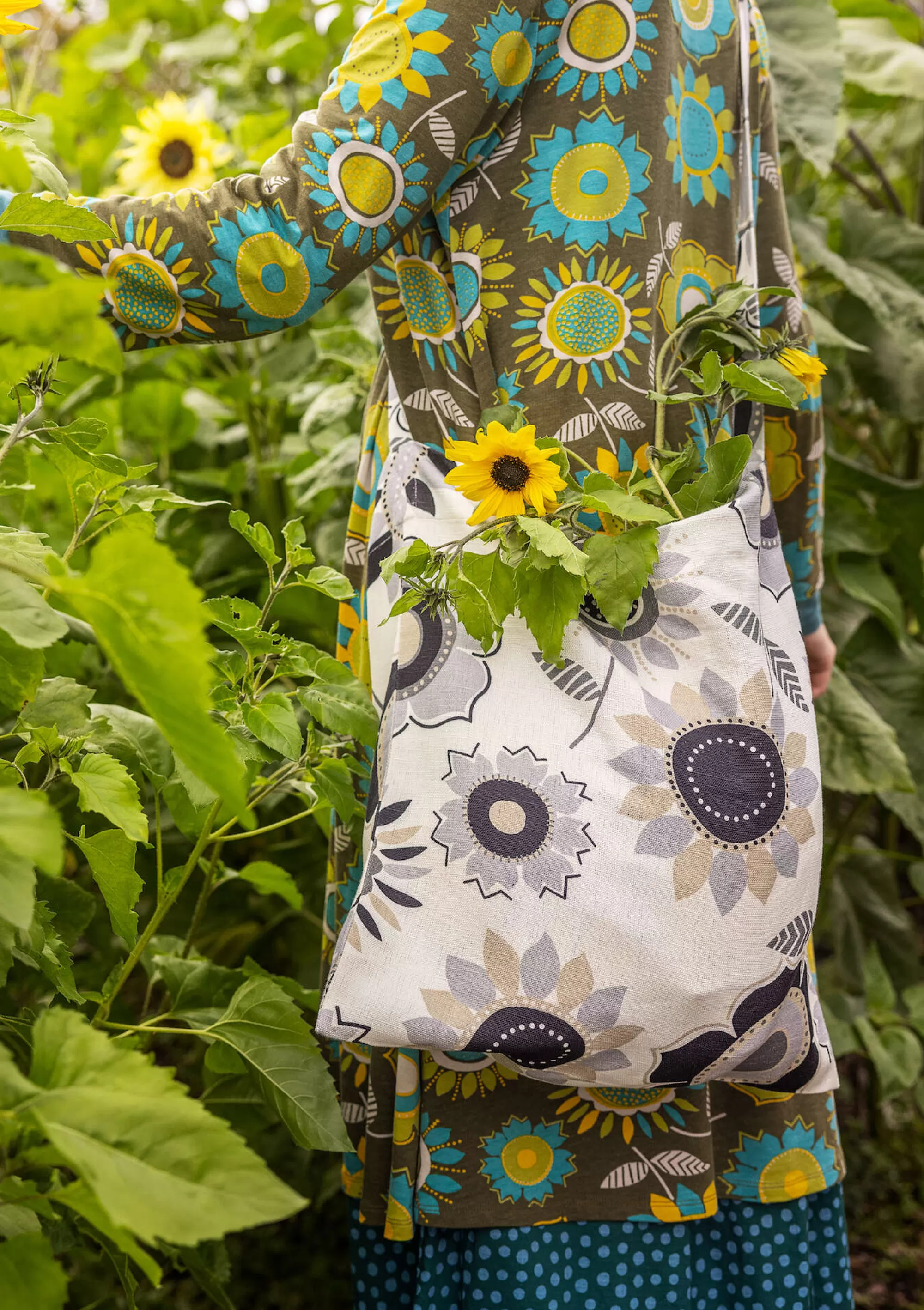 Taschen | Sonnenblumen für UNHCR^Gudrun Sjödén Tasche Sunflower Aus Öko-Baumwolle/Leinen ungebleicht