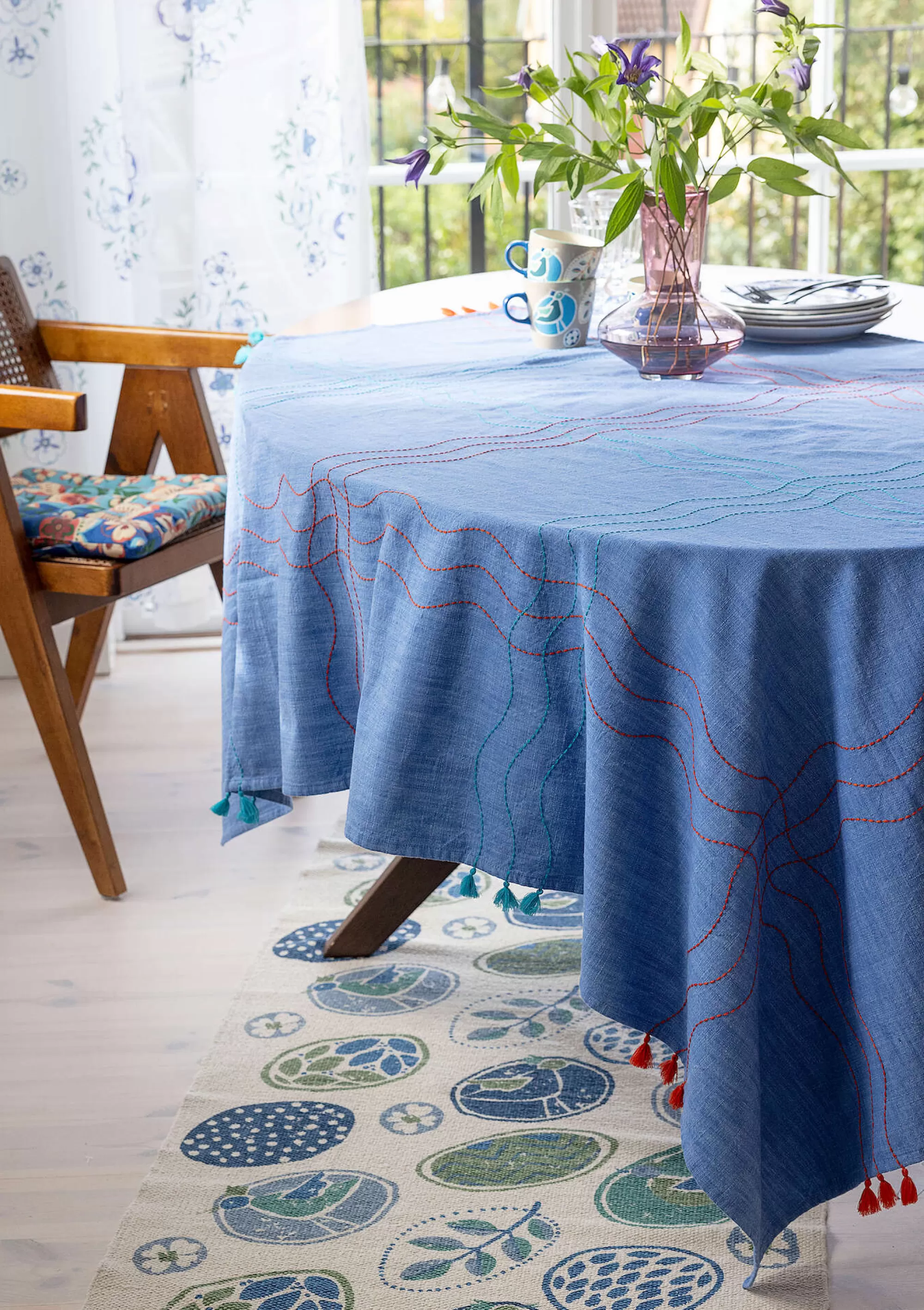 Tischdecken & -läufer | Heimtextilien^Gudrun Sjödén Tischdecke Stitches Aus Bio-Baumwolle leinenblau