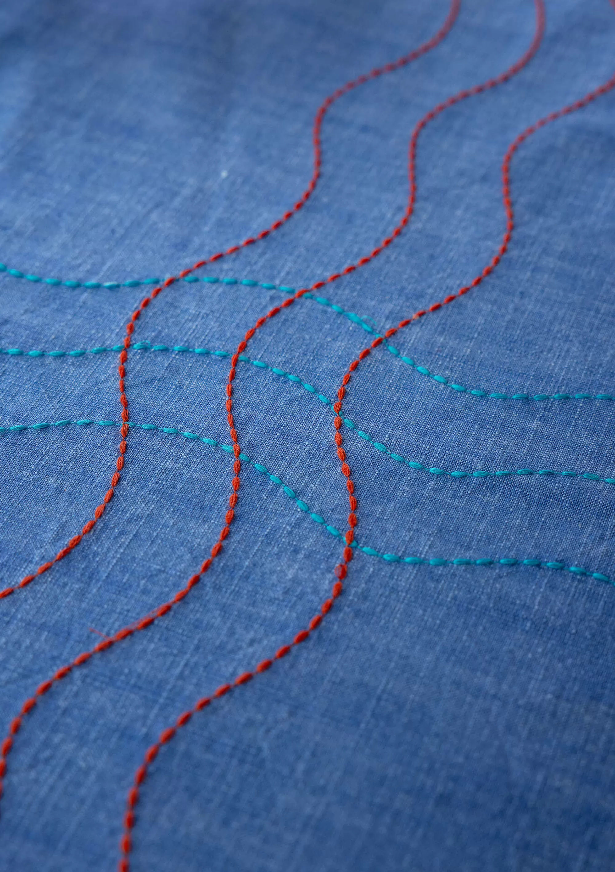 Tischdecken & -läufer | Heimtextilien^Gudrun Sjödén Tischdecke Stitches Aus Bio-Baumwolle leinenblau