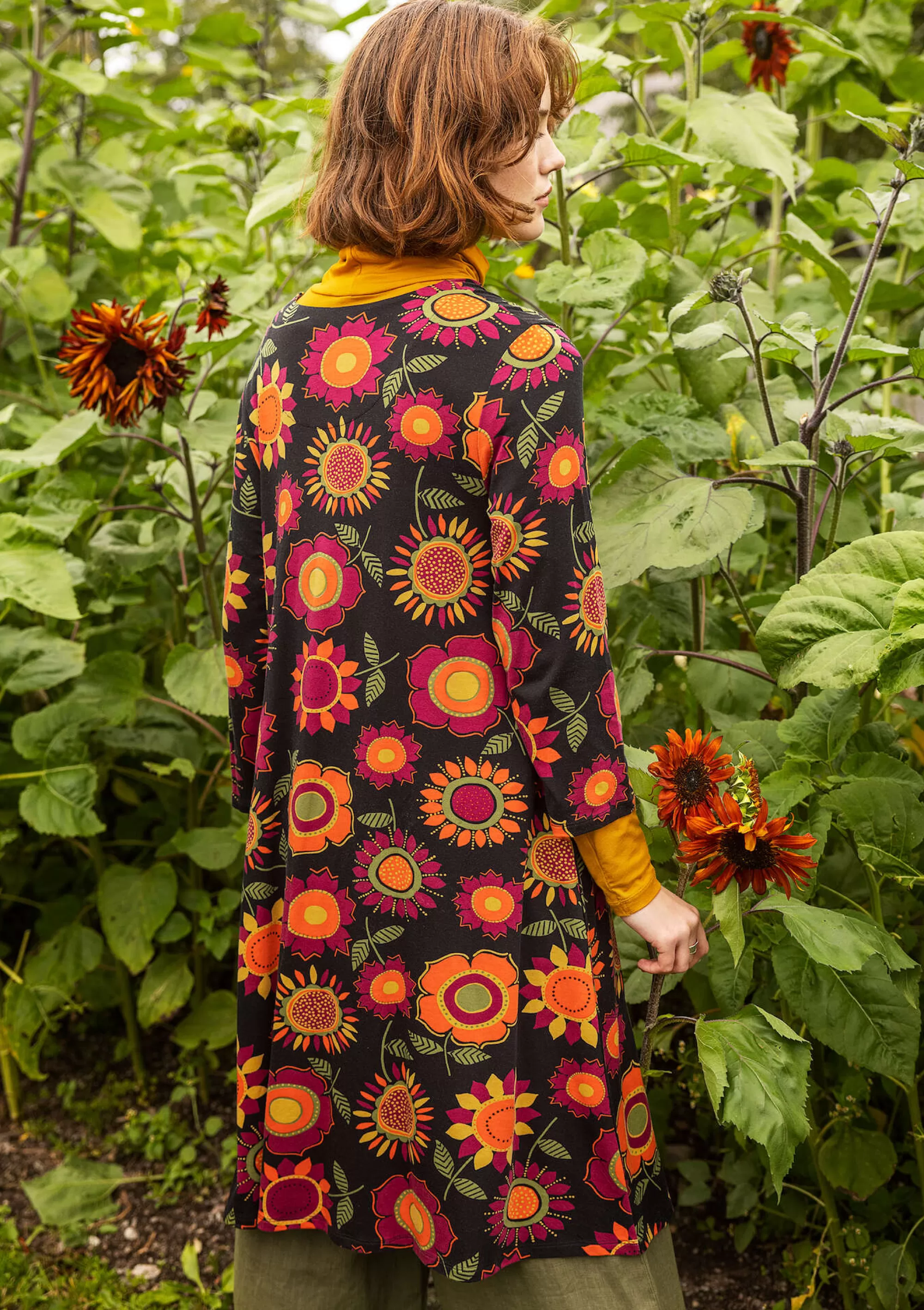 Kleider | Sonnenblumen für UNHCR^Gudrun Sjödén Trikotkleid Sunflower Aus Lyocell/Elasthan schwarz