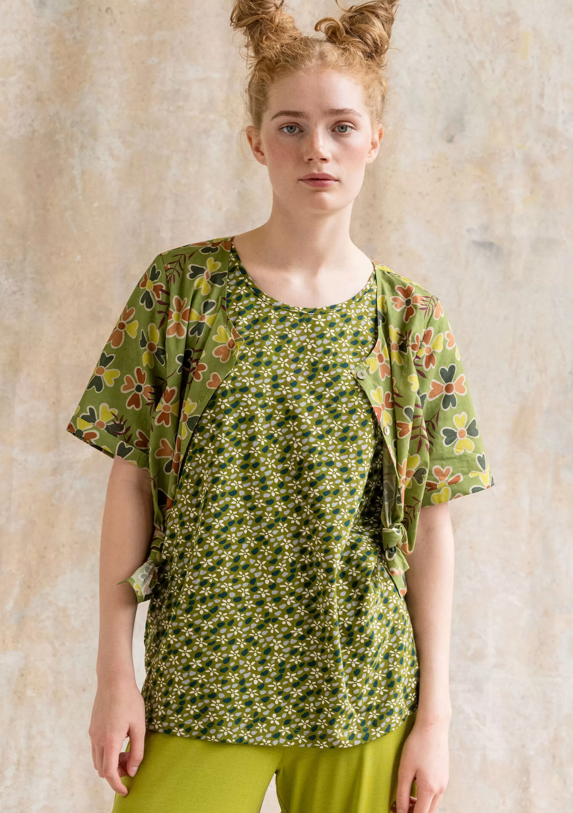 Pullover & Shirts | Öko-Baumwolle^Gudrun Sjödén T-Shirt Jane Aus Bio-Baumwolle/Elasthan moosgrün-gemustert
