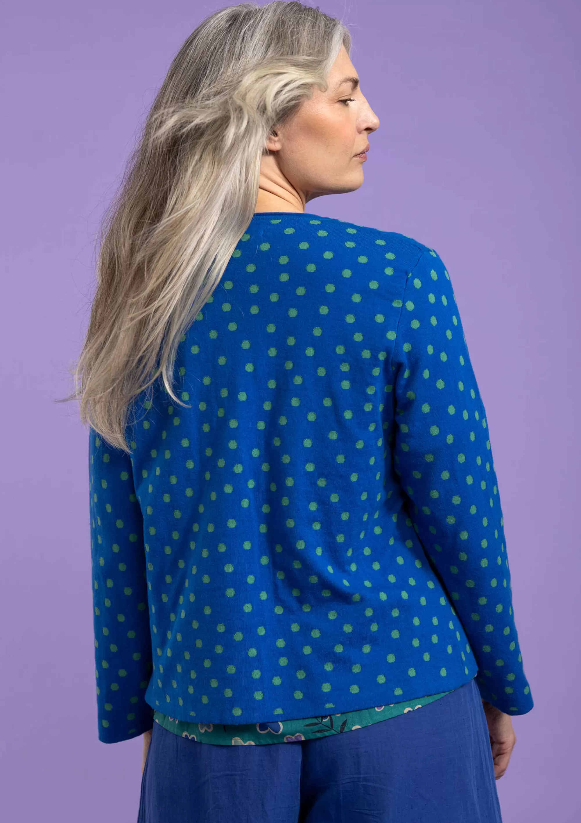 Strickjacken | Öko-Baumwolle^Gudrun Sjödén Tupfenstrickjacke Aus Bio-Baumwolle saphirblau