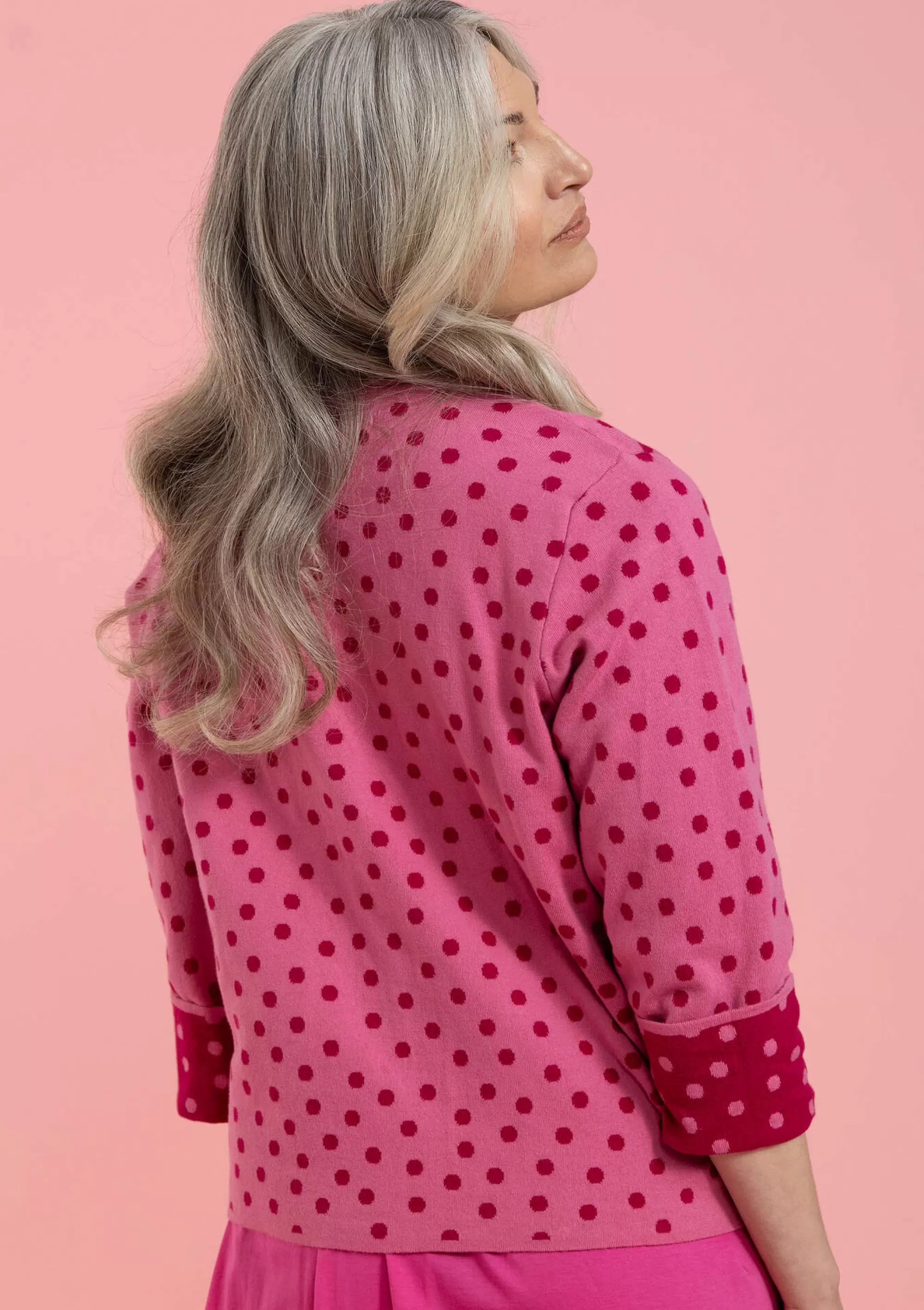 Strickjacken | Öko-Baumwolle^Gudrun Sjödén Tupfenstrickjacke Aus Bio-Baumwolle pfingstrose