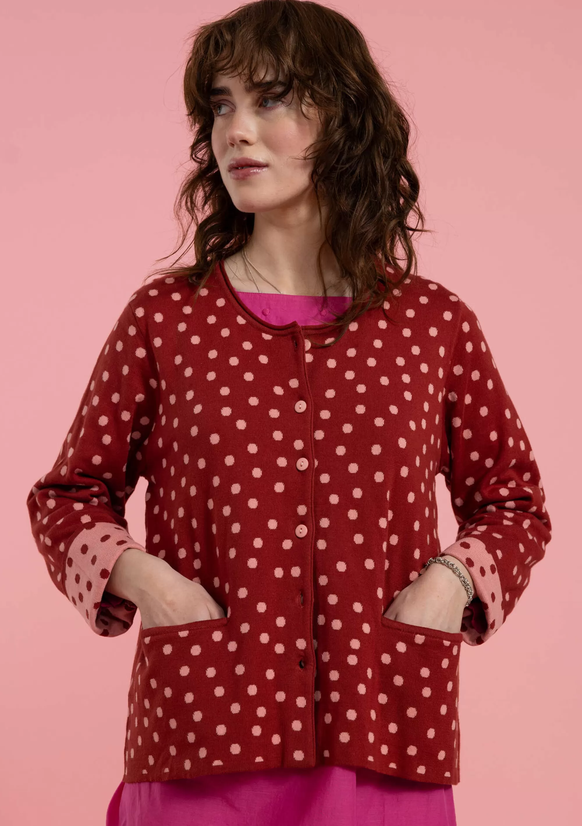 Strickjacken | Öko-Baumwolle^Gudrun Sjödén Tupfenstrickjacke Aus Bio-Baumwolle rosenholz