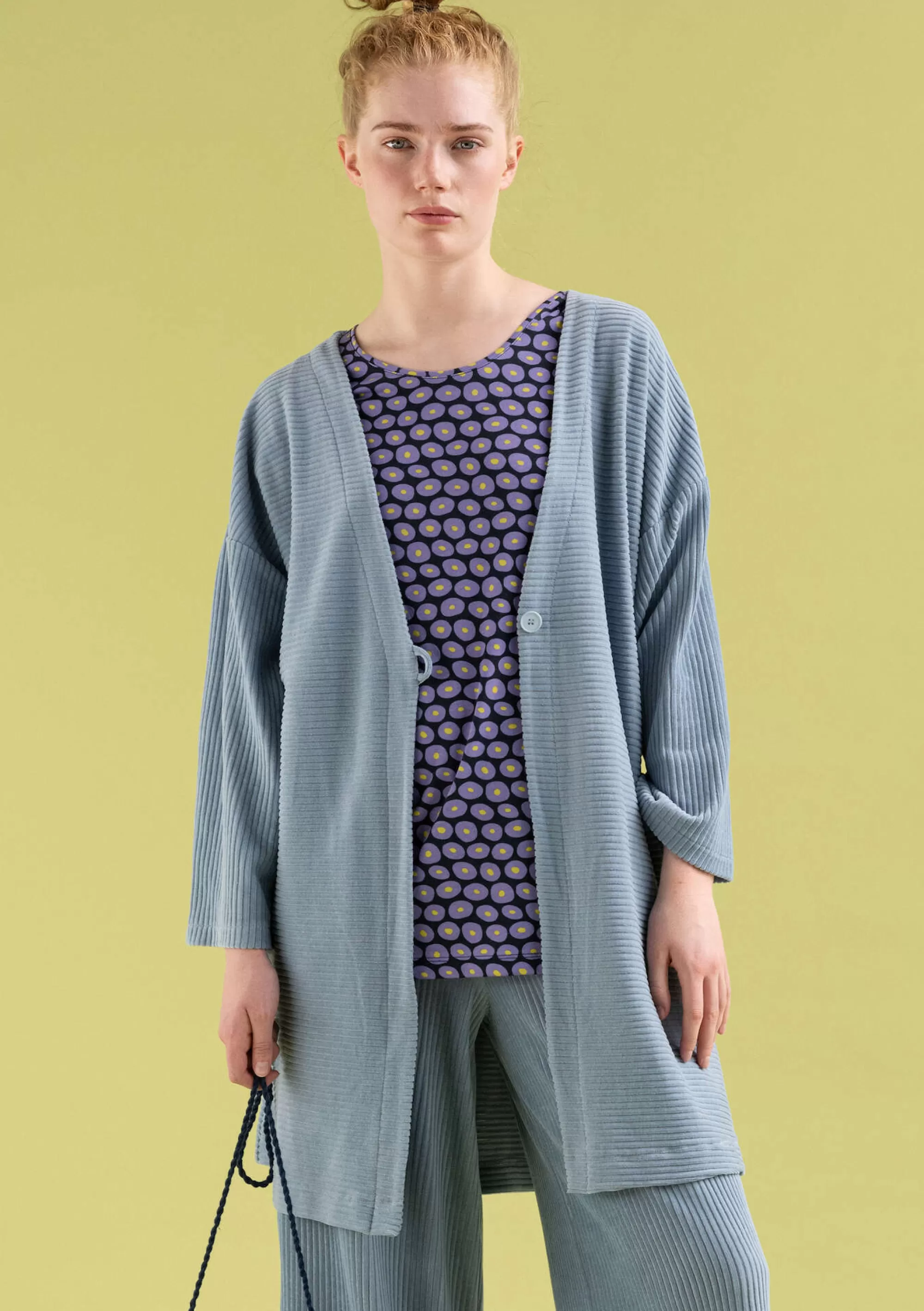 Strickjacken | Öko-Baumwolle^Gudrun Sjödén Velourskimono Aus Bio-Baumwolle/Recycling-Polyester taubenblau