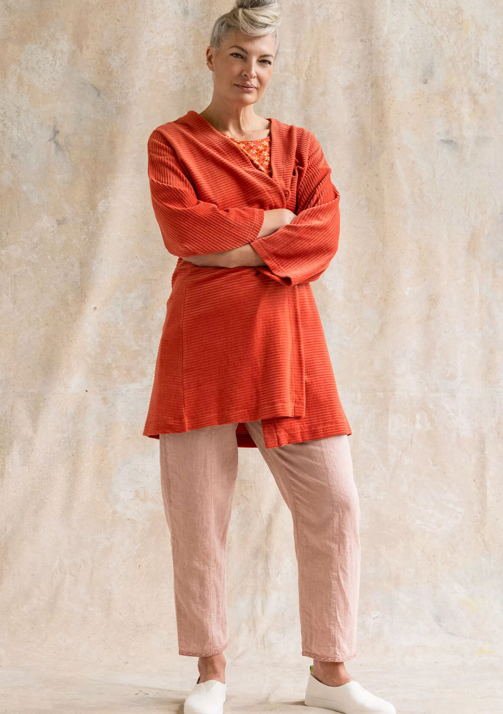 Strickjacken | Öko-Baumwolle^Gudrun Sjödén Velourskimono Aus Bio-Baumwolle/Recycling-Polyester ziegel