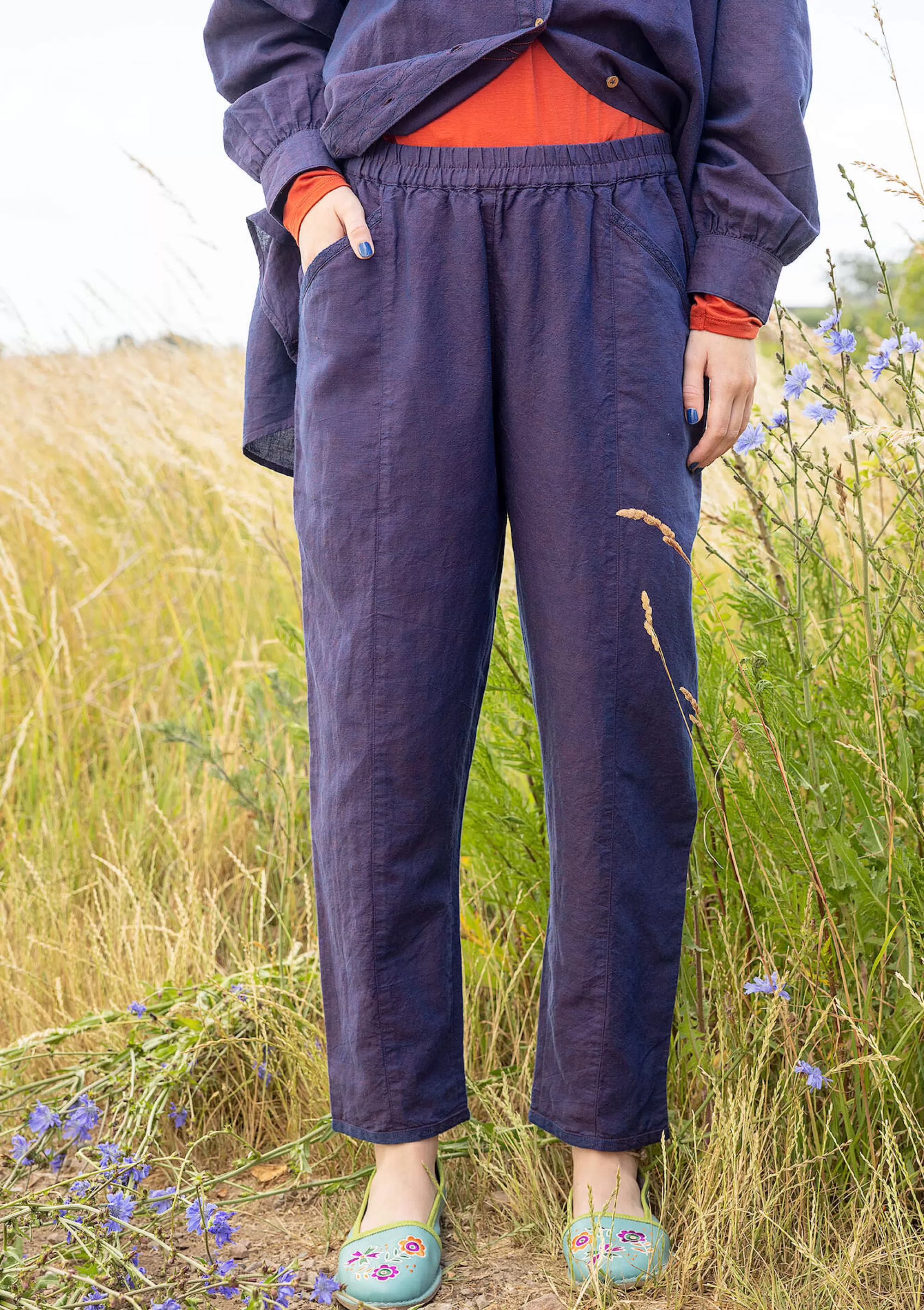 Hosen | Öko-Baumwolle^Gudrun Sjödén Webhose Dunes Aus Bio-Baumwolle/Leinen brombeere