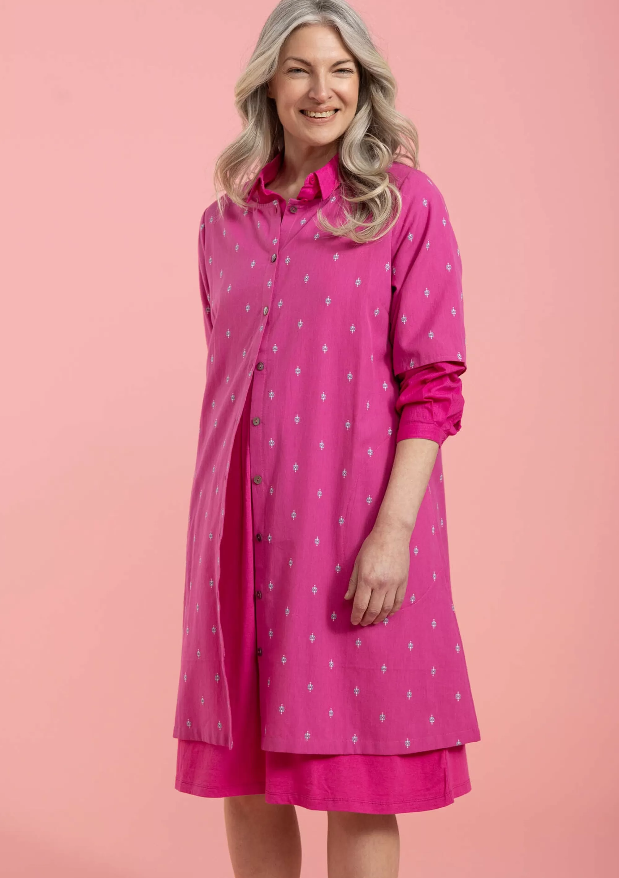 Kleider^Gudrun Sjödén Webkleid Aus Bio-Baumwolle wildrose