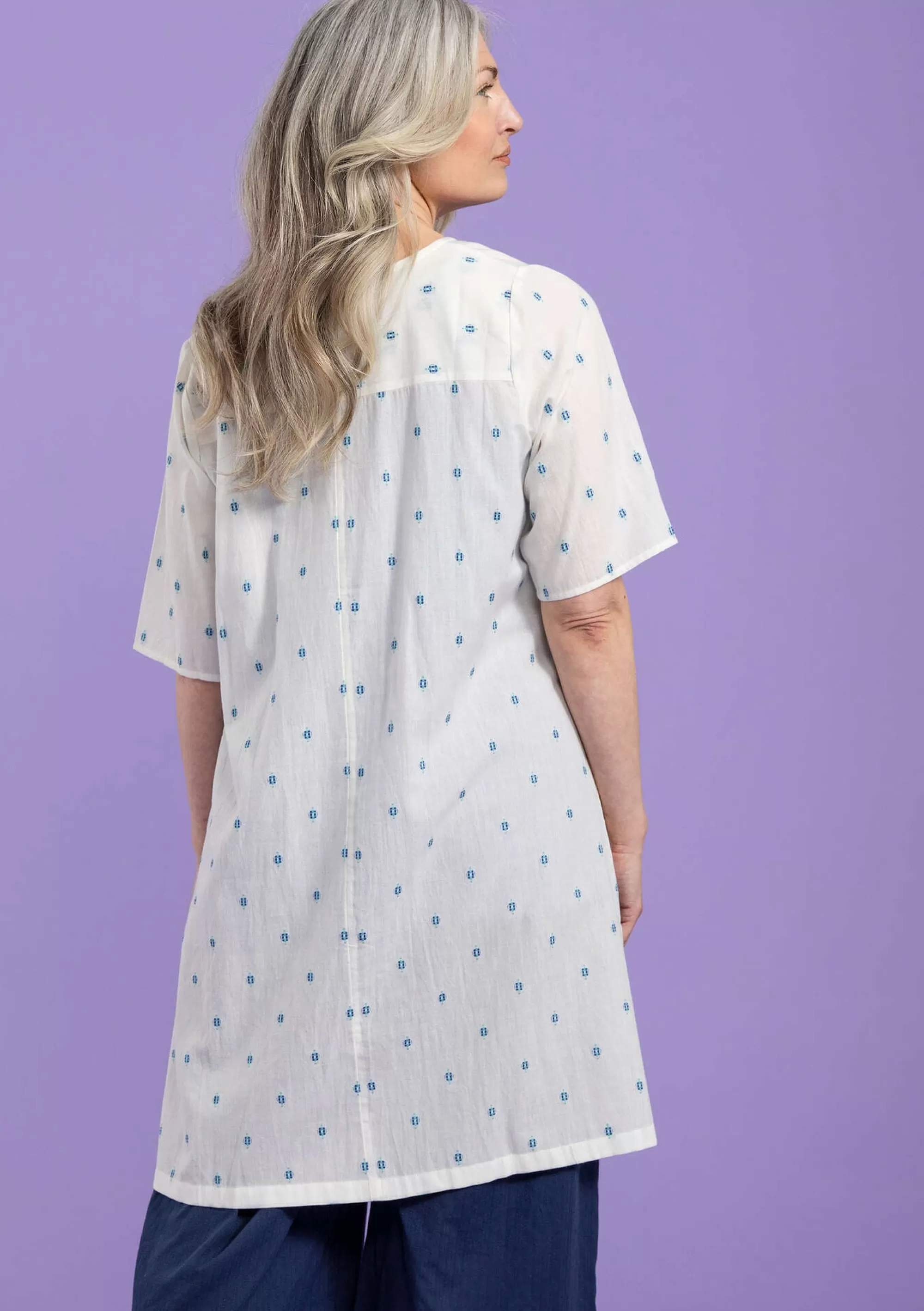 Kleider^Gudrun Sjödén Webkleid Aus Bio-Baumwolle halbgebleicht