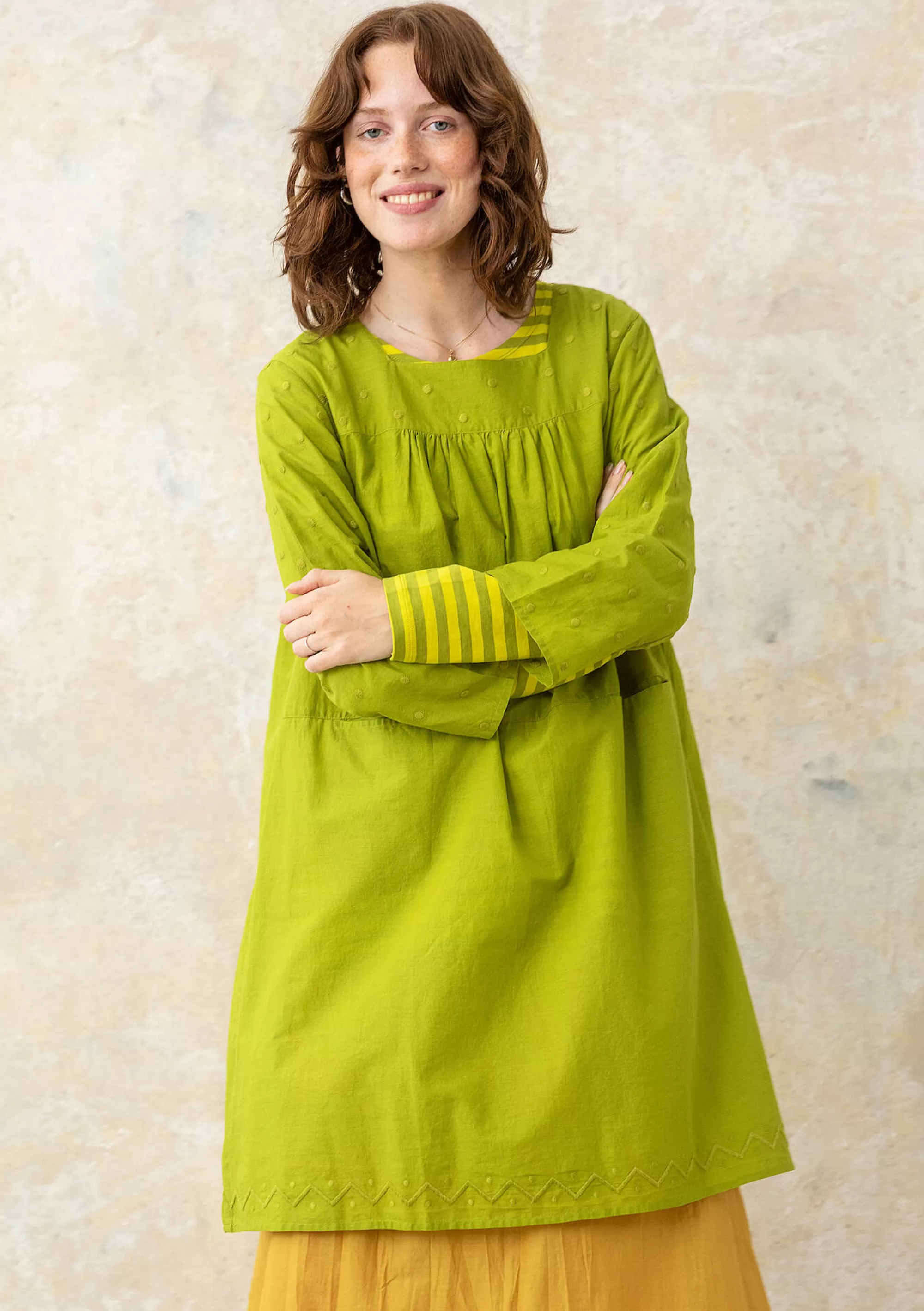 Kleider | Öko-Baumwolle^Gudrun Sjödén Webkleid Aus Bio-Baumwolle hellkräutergrün