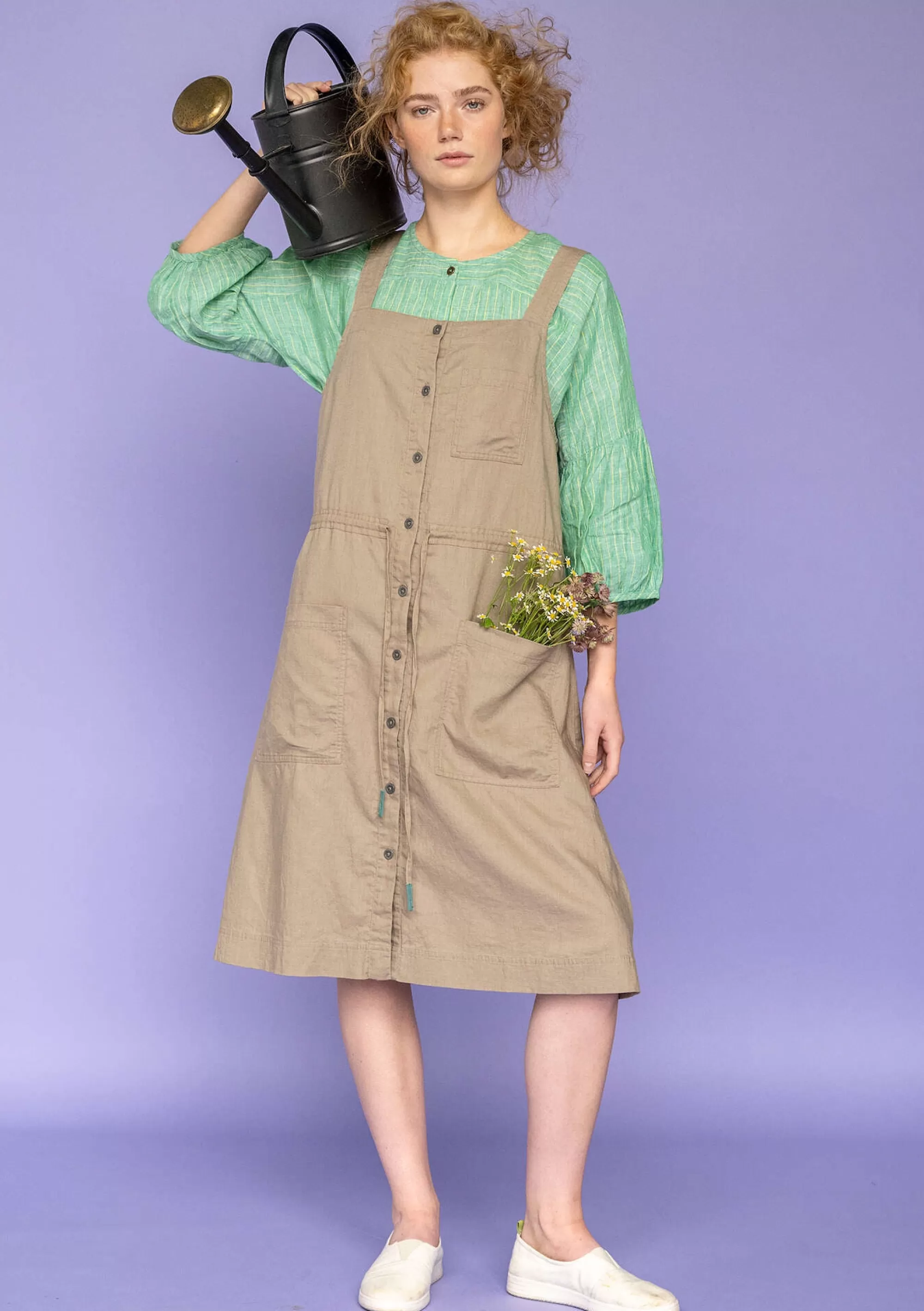 Kleider | Öko-Baumwolle^Gudrun Sjödén Webkleid Garden Aus Bio-Baumwolle/Leinen taupe