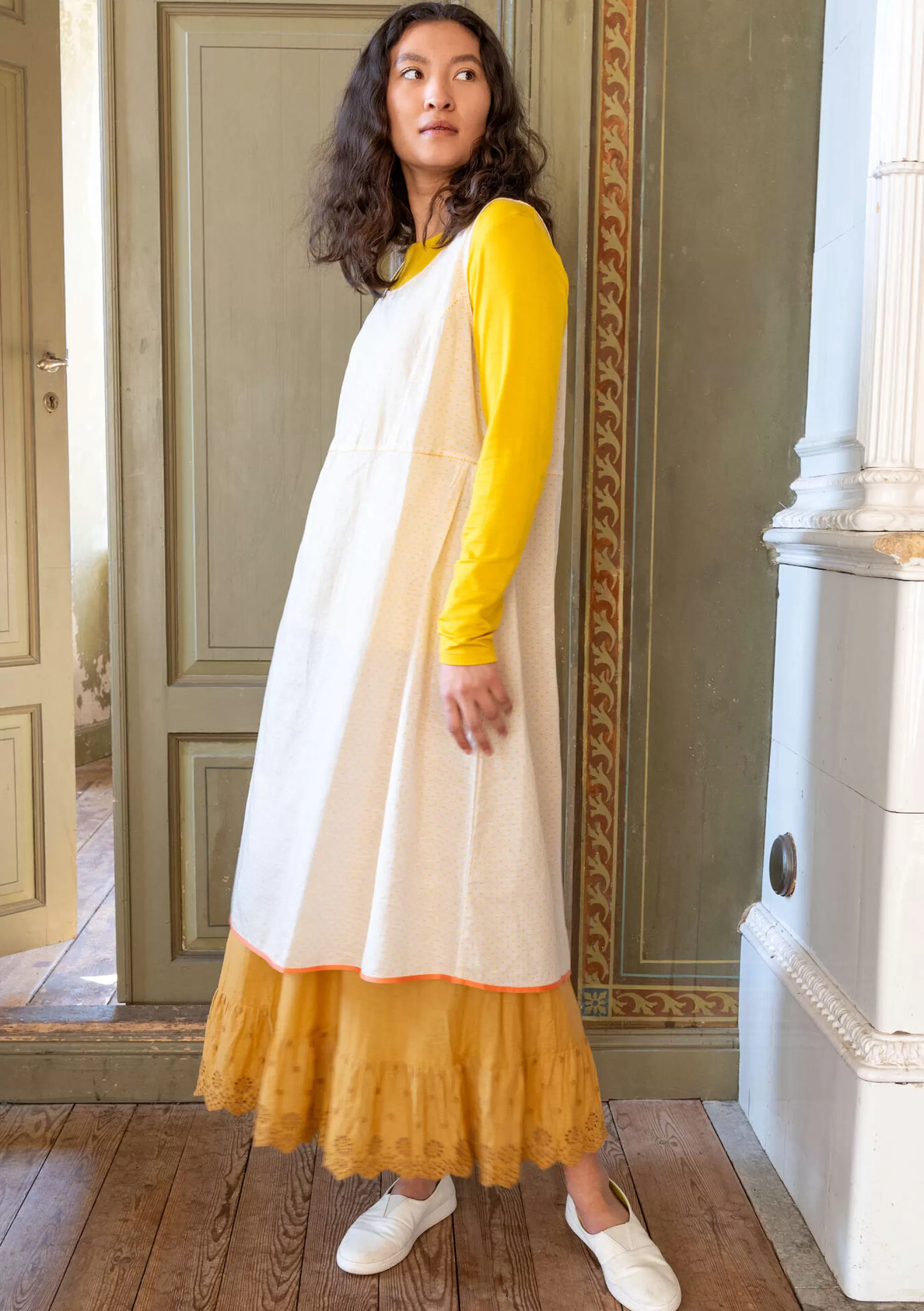 Kleider | UNIQUM^Gudrun Sjödén Webkleid Shimla Aus Bio-Baumwolle/Leinen Mandelmilch-gemustert