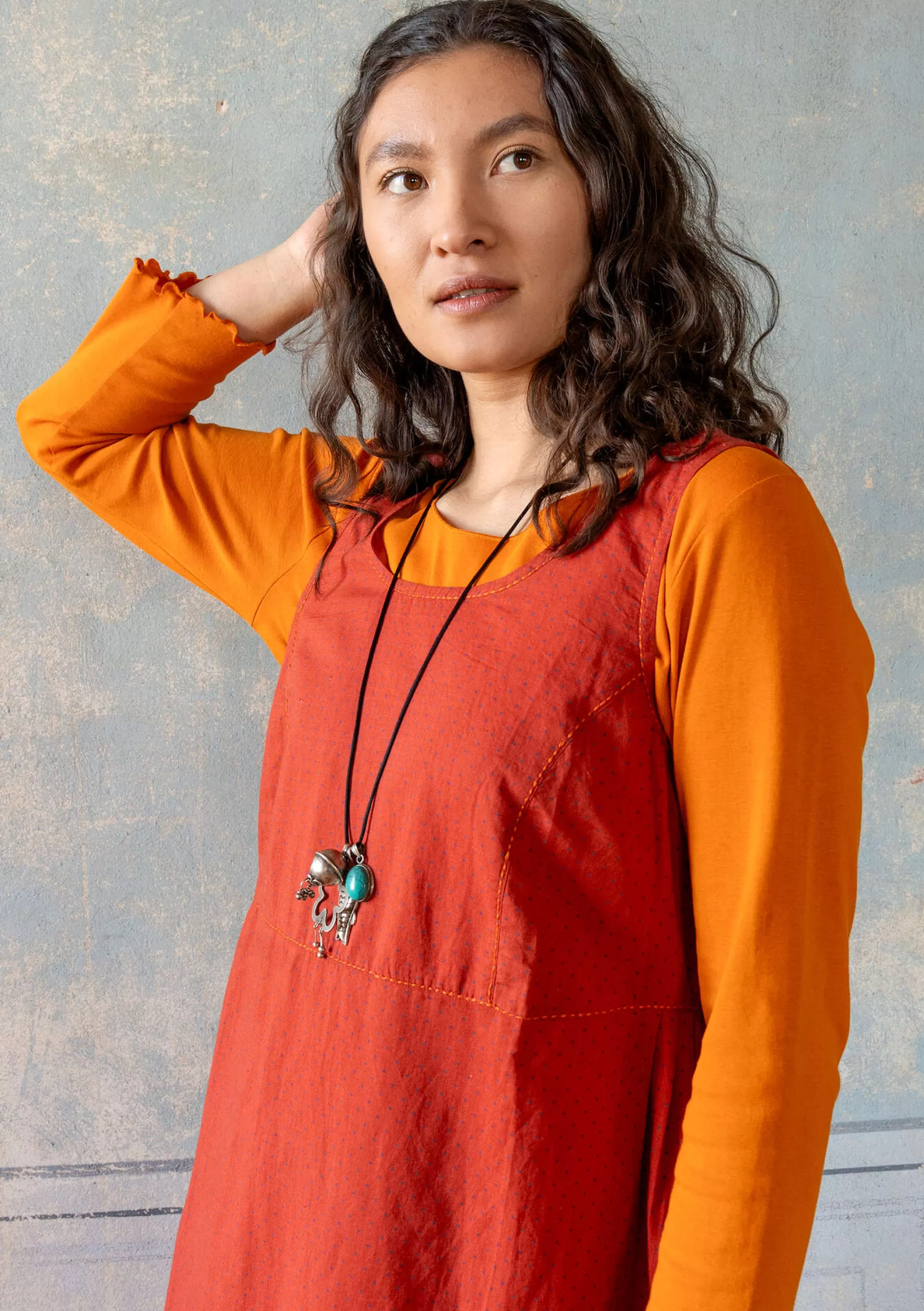 Kleider | UNIQUM^Gudrun Sjödén Webkleid Shimla Aus Bio-Baumwolle/Leinen kupfer-gemustert