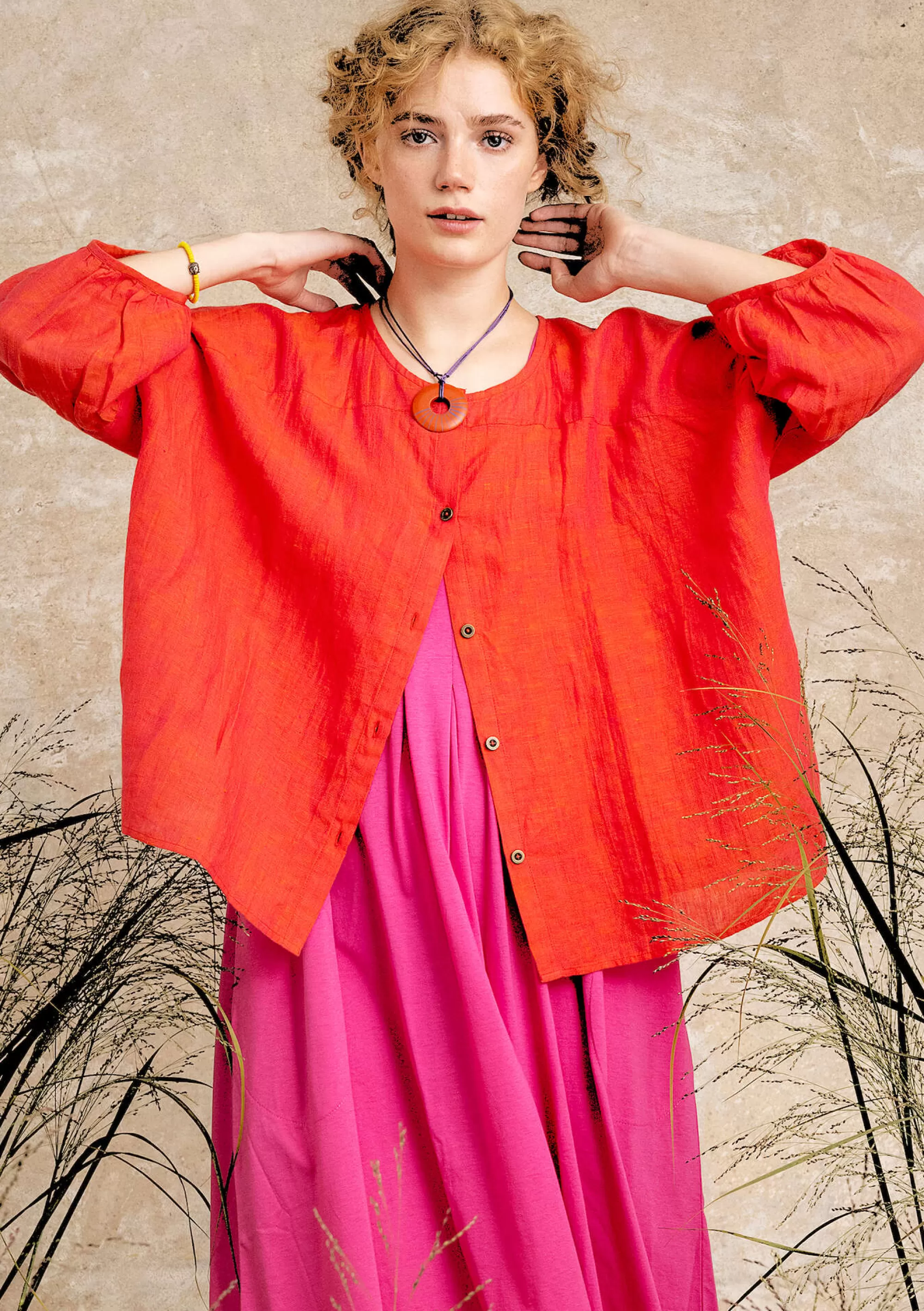 Schwedische Mode | Accessoires^Gudrun Sjödén 
Kette Gujarat Aus Recyclingholz ziegel